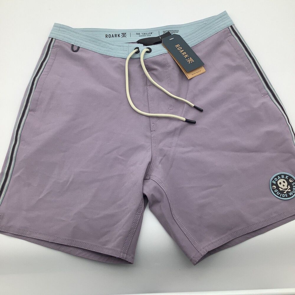 Roark Men's Lavender Board Shorts with Light Blue Waistband